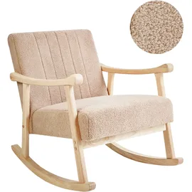 Beliani Schaukelsessel LEKNES Bouclé 0 x 0 x 0 cm Beige gepolstert