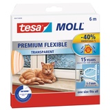 Tesa tesamoll Premium Flexible Silikondichtung zum Isolieren von Fenstern und Türen - Transparent 6 m x 9 mm x 7 mm