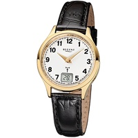 Regent Damen-Armbanduhr schwarz Analog FR-194 Leder-Armband URFR194