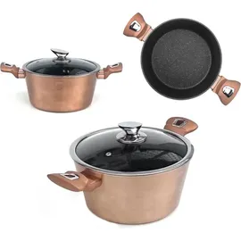 Berlinger Haus Rose Gold Topf-Set 14-tlg. 3 x Kochtopf + 2 x Bratpfanne + 3 x Messer + 4 x Küchenutensilien + 2 x Untersetzer