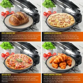 Kesser Pizza-Ofen elektrisch bis 400 Grad Elektrischer Pizzabäcker 1200W mit feuerfester Steinplatte & Timer Durchmesser 32cm | 5 Heizstufen &... | Schwarz