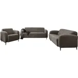 Home Affaire Polstergarnitur HOME AFFAIRE "Marone", grau (grau, braun, grau, braun), H:76cm T:90cm, 100% Polyester, Sitzmöbel-Sets, auch einzeln erhältlich