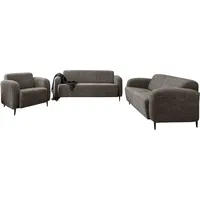 Home Affaire Polstergarnitur HOME AFFAIRE "Marone", grau (grau, braun, grau, braun), H:76cm T:90cm, 100% Polyester, Sitzmöbel-Sets, auch einzeln erhältlich