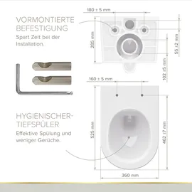 Lenz Melva Wand-WC mit WC-Sitz Weiß spülrandlos
