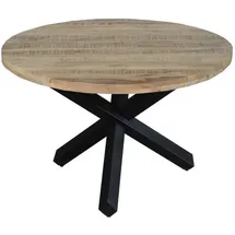 SAM Outillage SAM® Esszimmertisch rund 130 cm Mangoholz Natur Schwarz RUNIS
