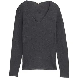 Tom Tailor Front Logo Coin Pullover Mit V-ausschnitt Evident Anthracite Melange M