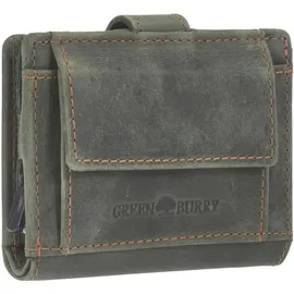 GREENBURRY Vintage Kartenetui Herren RFID Leder grün-orange