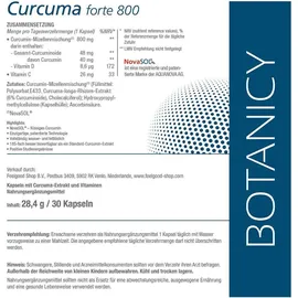 Botanicy Curcuma forte 800 mit NovaSol Curcumin Kapseln 30 St.