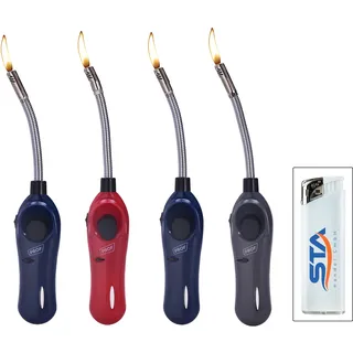 4 x Stabfeuerzeug flexibel Softtouch 24 cm lang Feuerzeuge + 1 gratis Taschenfeuerzeug Feuerzeug XXL befüllt und nachfüllbar Feuerzeuggas (4 x Stabfeuerzeug flexibel)
