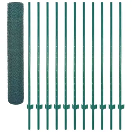 vidaXL Maschendrahtzaun mit Pfosten 25 x 1,5 m Grün/Stahl