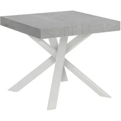 Ausziehbarer Tisch 90x90/194 cm Clerk Zementplatte - Weiße Beine