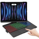 SENGBIRCH Hülle mit Tastatur für iPad Air 11" (M2) 2024 - QWERTZ Deutsche Tastatur mit Touch Trackpad, 360° drehbar Hülle, 7 Farben Beleuchtung Tastatur für iPad Pro11/Air6/Air5/Air4, Schwarz