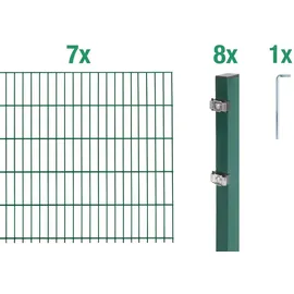 GAH Alberts Doppelstabmattenzaun Set 16-tlg. 0,8 x 14 m grün