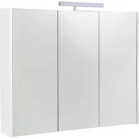 Evenes Spiegelschrank Akira mit LED-Beleuchtung, 3 Türen, weiß Hochglanz,