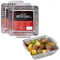 Navaris Edelstahl Grillschale 2er Set - Grillkorb Gemüse -
