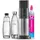 Sodastream Duo schwarz + Glaskaraffe + PET-Flasche Edelstahl Finish + Zylinder