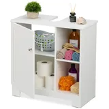 Relaxdays Waschbeckenunterschrank mit Tür & Fächer, HxBxT: 60x60x30 cm, aus MDF, Badunterschrank für Waschbecken, weiß