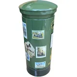 BLUECHOLON Spardose mit Briefkasten - Originelle Spardose mit Deckel - Große Spardose aus Metall (25 x 10 cm) (Grüne Briefmarken)