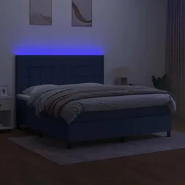 vidaXL Boxspringbett mit Matratze & LED Blau 180x200 cm Stoff