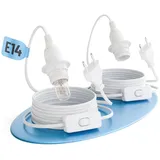 greate 2x E14 mit Kabel und Schalter weiß 3,5 Meter - E14 Fassung mit Stecker max. 60W 250V - Glühbirnen Fassung für Weihnachtsstern, Papierstern uvm - Fassungen für Glühbirnen