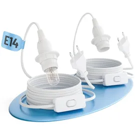 greate 2x E14 mit Kabel und Schalter weiß 3,5 Meter - E14 Fassung mit Stecker max. 60W 250V - Glühbirnen Fassung für Weihnachtsstern, Papierstern uvm - Fassungen für Glühbirnen