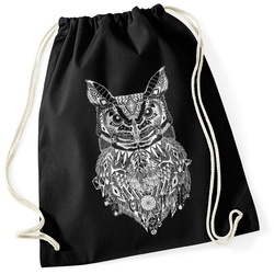 Autiga Turnbeutel Turnbeutel Eule Aztekenmuster Boho Aztec Owl Hipster Beutel Tasche Bohemian Autiga® schwarz