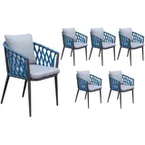LC Garden »Sunrepo« 6er Set Gartenstühle Anthrazit / Rope Blau Stapelstühle Gartensessel