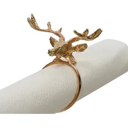 Serviettenringe Hirschkopf 3,7x5,5x3cm Metall 4er Set Gold