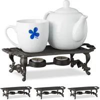 4 x Warmhalteplatte Speisen, Gusseisen Stövchen, Speisewärmer Teewärmer Teelicht