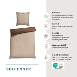 SCHIESSER Doubleface Wendebettwäsche Sand 135 x 200 cm + 80 x 80 cm