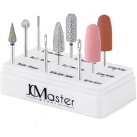 JCMaster 9x Profi Nagelfräser Aufsätze Fusspflege Komplett Set - Für Gelnägel Acrylnägel - Diamant Hartmetall - Inkl Polierbit Halter Box - Fein Mittel Grob Stärke