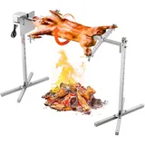 Vevor Lammgrill, Spanferkelgrill, Spießbratengrill, 60 kg BBQ-Spießgrill für Schwein, Lamm, Ziege, elektrischer 52-W-Motor, kommerzielle Edelstahl-Drehspießröster mit Hitzeschild, 116 cm Spießlänge