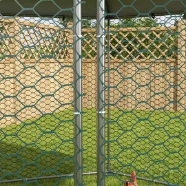 PawHut Freilaufgehege Hühnerstall 400 x 346 x 263 cm aus Stahl, mit Abdeckung, - Silber