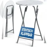 CASARIA Stehtisch Ø 60 x 110 cm weiß klappbar