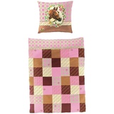 BIERBAUM Kinderbettwäsche Pferdefreunde Pferde 80 x 80 135 x 200 cm rosa