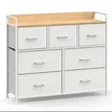 Songmics Kommode, LTS523W57 creme-weiß 98,0 x 28,5 x 85,0 cm
