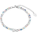 S.Oliver Fußkette Edelstahl Damen Sommerschmuck, mit Glas, 22+5 cm, Silber, Infinity, Kommt in Schmuck Geschenk Box,