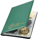 Vicloon Münzen Sammelalbum 60 Taschen, 2 Euro Universal Premium Münzalbum 4.5 * 4.5 CM, Münzen Aufbewahrung Album, Transparent Sammler Münzalbum für Münzen, Briefmarken, Medaillen, Abzeichen-Grün