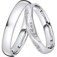 Trauring DOOSTI "Schmuck Geschenk Silber 925 Ehering Partnerring LIEBE" Fingerringe Gr. 52, mit Zirkonia, Silber 925 (Sterlingsilber), 4mm, silberfarben (silberfarben + kristallweiß) wahlweise mit oder ohne Zirkonia