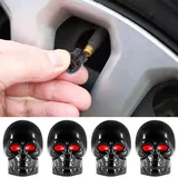 Reifenventilkappen, 4 Stück, Totenkopf-Ventilschaftkappen, coole Autoreifen-Schäfte, Universal-Reifen-Staubabdeckungen, Universal-Rad-Reifenventile, Luft-Reifenabdeckung, Ventilkappen, Auto-Zubehör