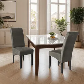 Tectake Esszimmerstuhl Kunstleder grau 2er Set
