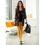 Classic Basics Sieh an! Longbluse in schwarz-ocker-bedruckt | Gr.: 50