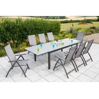 Merxx Vicenza Garten-Essgruppe 9-tlg. Ausziehtisch 200 x 100 cm braun