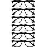 OPULIZE NYX Blaulichtfilter Lesebrille für Damen Herren - Blendfreie UV400-Schutz Federscharnier Anti-Müdigkeit - 6er-Pack - Rechteckiger Rahmen - Schwarz - + 1,00