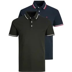 Jack & Jones Herren Poloshirt JJEPAULOS - 2er Pack - Slim Fit Slim Fit Blau Blaublazer+Blauschwarz(Play1) 12191216 M