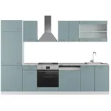Vicco Küchenzeile R-Line 300 cm Blau-Grau/Weiß
