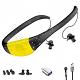 Wasserdichter MP3-Player zum Schwimmen, Tayogo Wasserdichter MP3-Player, 8 GB IPX8 Magnetisches Laden Schwimmen Headset, MP3/FM-Modus, Musik-Player zum Schwimmen (Gelb)