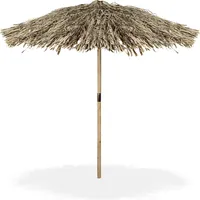 Relaxdays Sonnenschirm Hawaii rund, braun Ø 238,0 cm