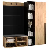 ABIKS MÖBEL Garderoben-Set MIRO Set 1, Garderobe mit gepolsterten Paneelen, Modern Design schwarz