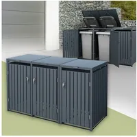 ML-DESIGN Mülltonnenbox Müllbox aus Stahl wetterfest mit Klappdeckel/Tür Mülltonnecontainer, Mülltonnenbox für 3 Tonne 240L 200x80x116,3cm Anthrazit 200 cm x 116.3 cm